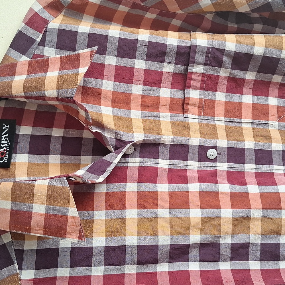 Vintage Ellen Tracy Women's Vibrant Plaid Button Down Shirt